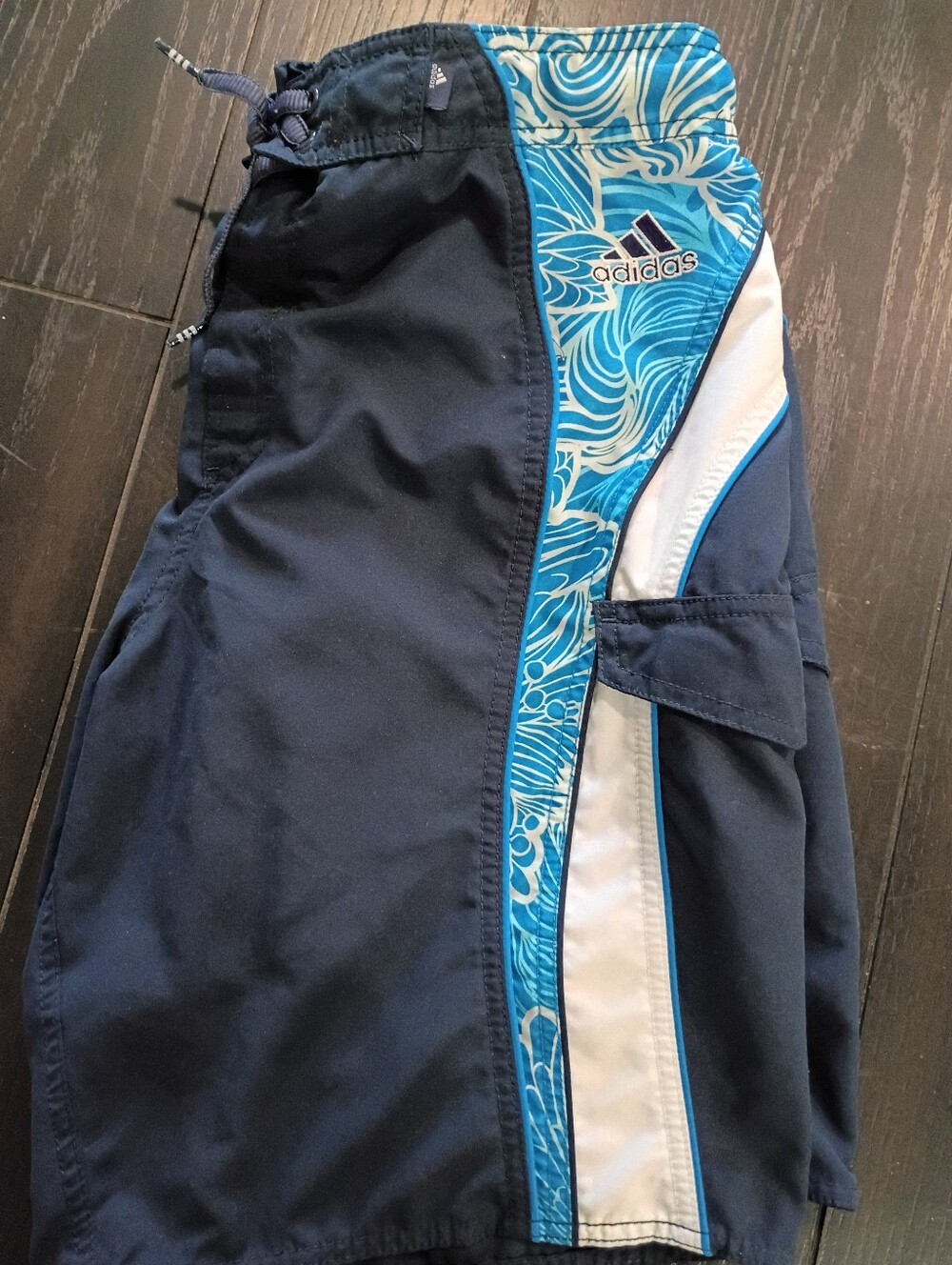 Adidas Men’s Navy Blue Athletic Swim Shorts with Blue Accent